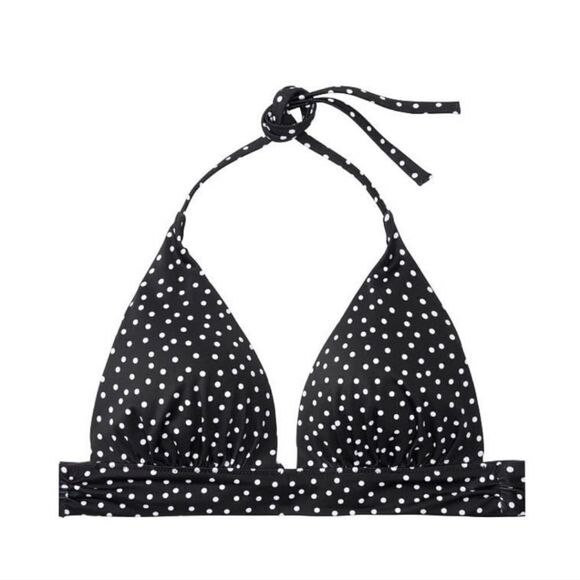 Victorias Secret Swim Havana Push Up Halter Padded Bikini top Black White dots - Picture 1 of 3